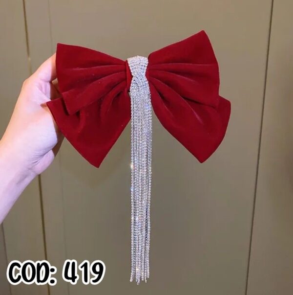 Ruby Criss Cross Velvet Bow - Image 2